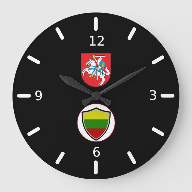 Lithuanian flag-coat arms large clock (Front)