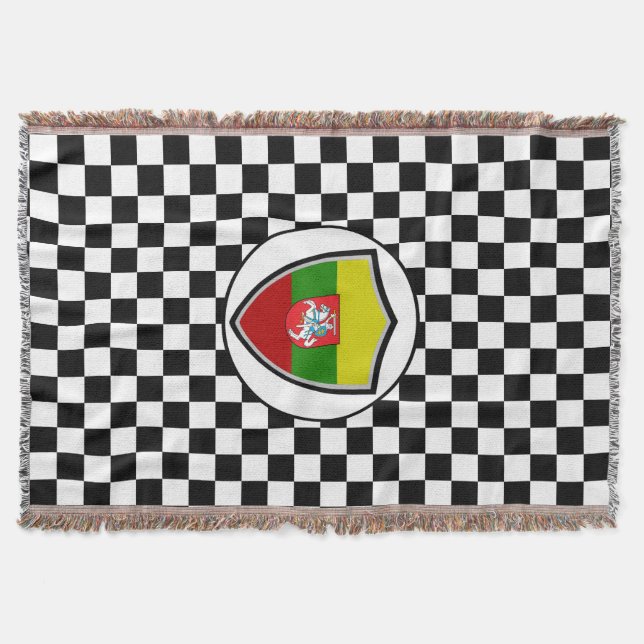 Lithuanian flag-coat arms throw blanket (Front)