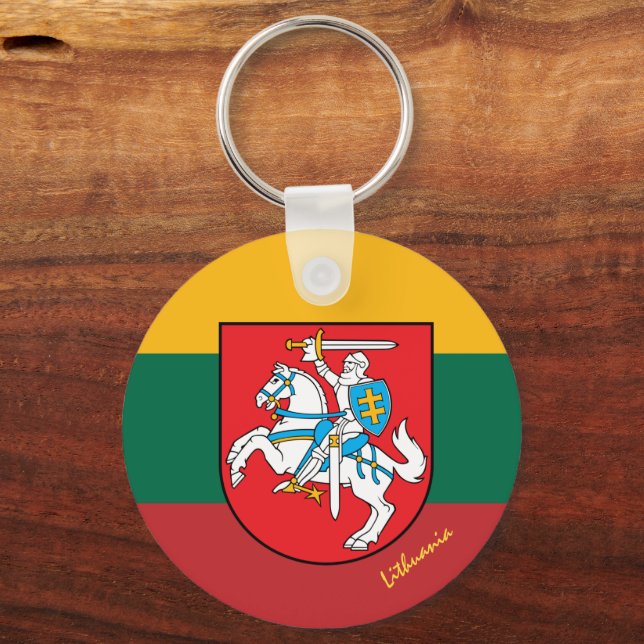 Lithuanian flag, emblem & Lithuania holiday /sport Key Ring (Front)