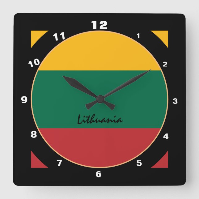 Lithuanian Flag & Lithuania trendy fashion /design Square Wall Clock (Front)