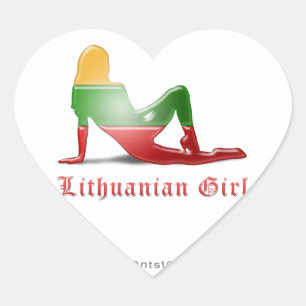 Lithuanian Girl Silhouette Flag Heart Sticker