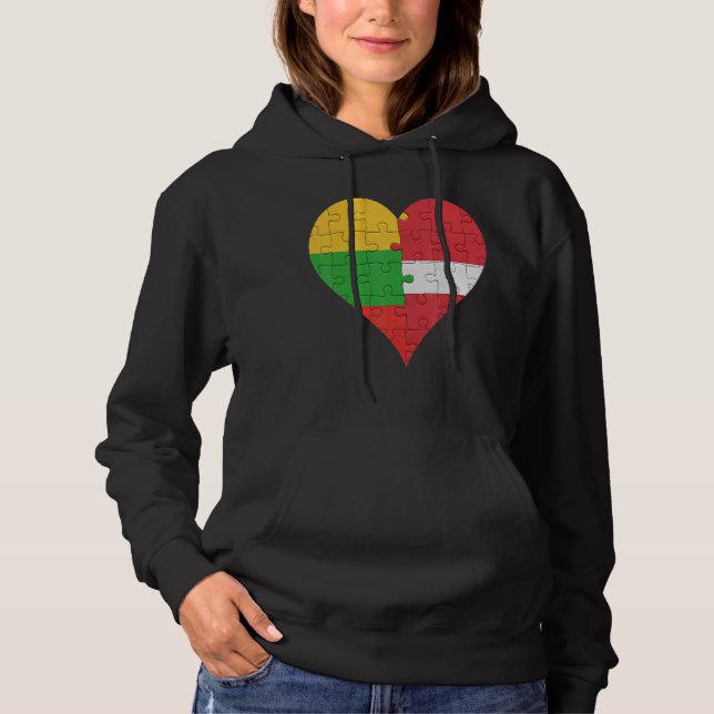 Lithuanian Latvian Flag Heart Hoodie (Front)