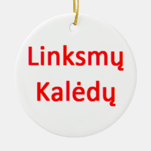 lithuanian linksmy kaledy ceramic ornament