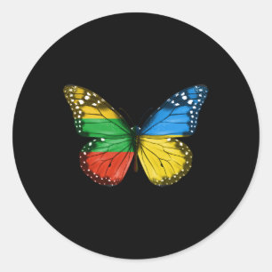 Lithuanian Ukrainian Flag Butterfly Lithuania Ukra Classic Round Sticker