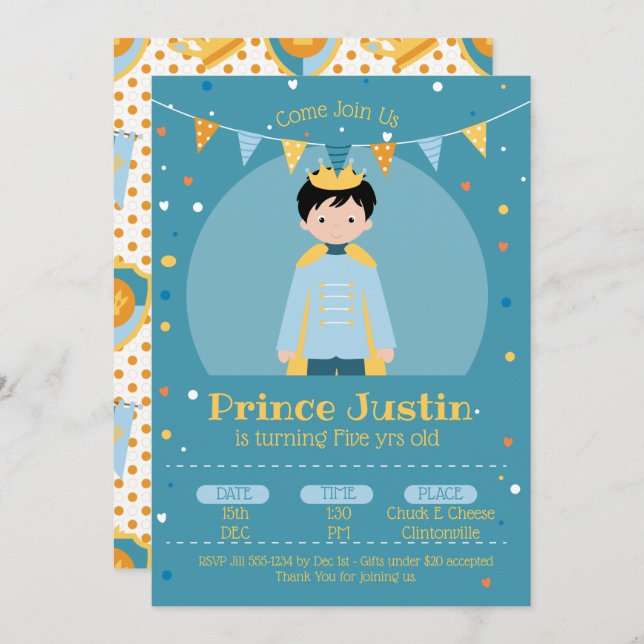 Litte Prince Birthday Party Invitation (Front/Back)