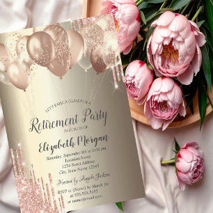 litter Drips Balloons Champagne Retirement   Invitation