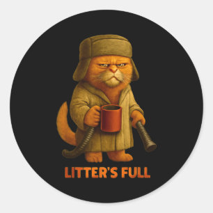 Litter’s Full Cat Parody Tee  Classic Round Sticker