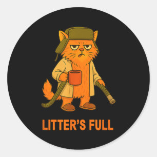 Litter’s Full Funny Cat Lover Feline Humor Christm Classic Round Sticker