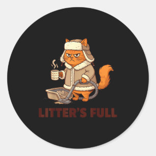 Litter’s Full Funny Cat Lovers Christmas Xmas Classic Round Sticker