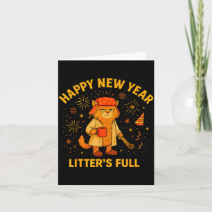 Litter’s Full Funny Cat Lovers Happy New Year  Card