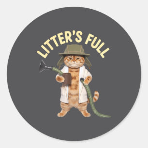 Litter’s Full Funny Cat Parody Christmas Humor Quo Classic Round Sticker