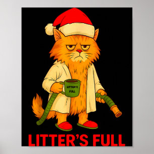 Litter’s Full Funny Christmas Cat Santa Claus Wome Poster