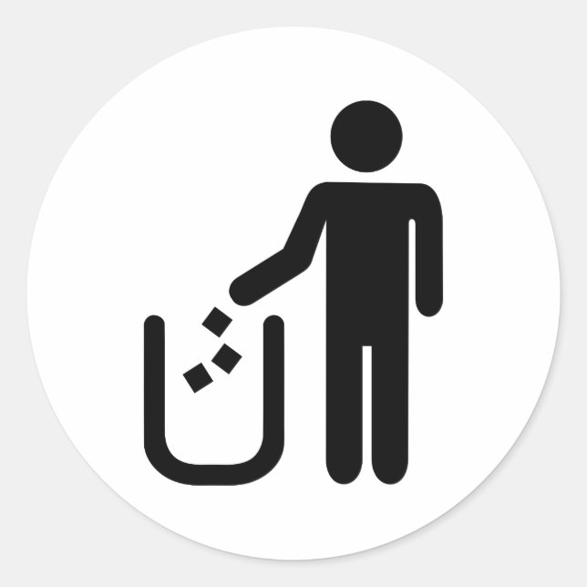 Litter waste garbage classic round sticker (Front)