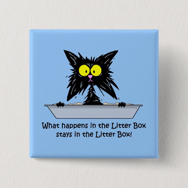 Litterbox Cat 15 Cm Square Badge (Front)
