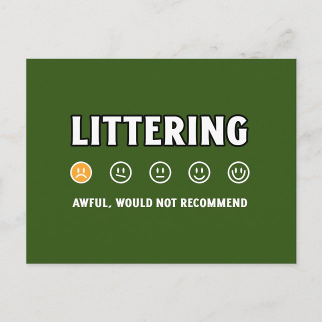 Littering 1 Star rating Earth Day Postcard (Front)