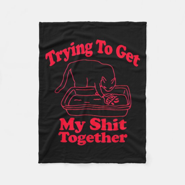 Litter's Full Funny Cat Humor Meme Cat Mom Cat Dad Fleece Blanket (Front)