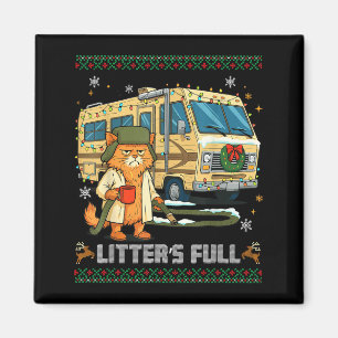 Litter's Full Funny Silly Cat Holding Coffee Meme  Magnet