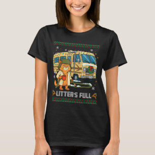 Litter's Full Funny Silly Cat Holding Coffee Meme  T-Shirt