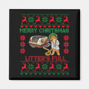 Litters Full Merry Christmas Funny Cat Lover Ugly  Magnet