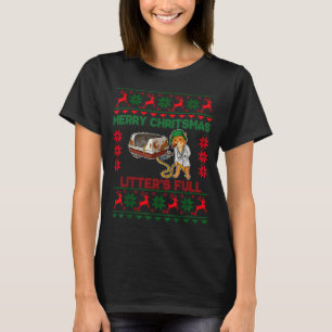 Litters Full Merry Christmas Funny Cat Lover Ugly T-Shirt