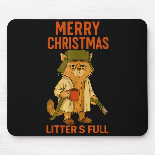 Litter's Full Merry Christmas Funny Cat Lovers Hol Mouse Pad (Front)