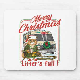 Litter's Full Merry Christmas Funny Cat Lovers Hol Mouse Pad