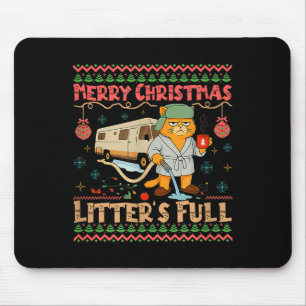 Litter's Full Merry Christmas Funny Cat Lovers Hol Mouse Pad