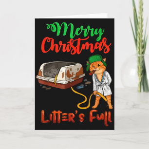 Litters Full Merry Christmas Funny Cat Lovers Holi Card