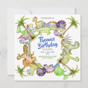 little 4th dino birthday invitation