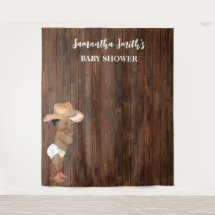 Little AA Baby Cowboy Western Baby Shower Backdrop Tapestry