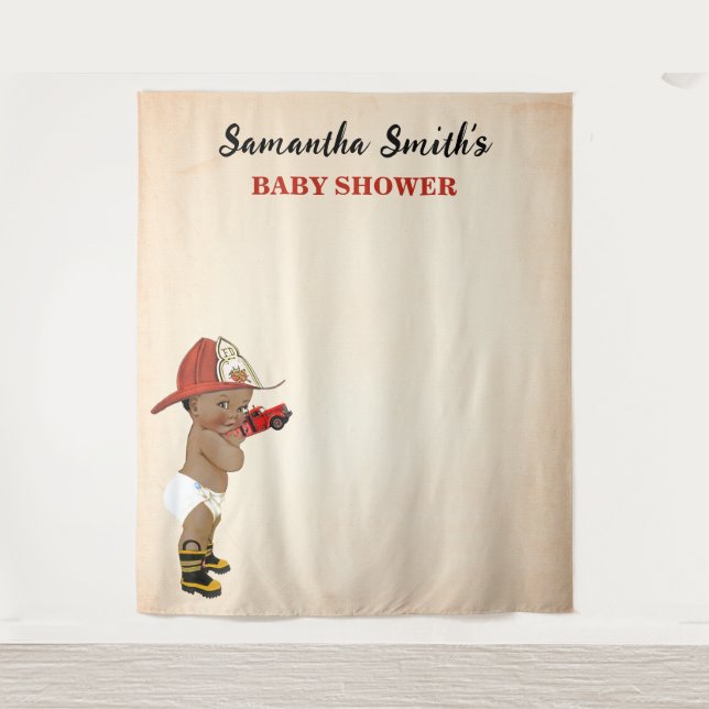 Little AA Baby Firefighter Baby Shower Backdrop Tapestry (Front)