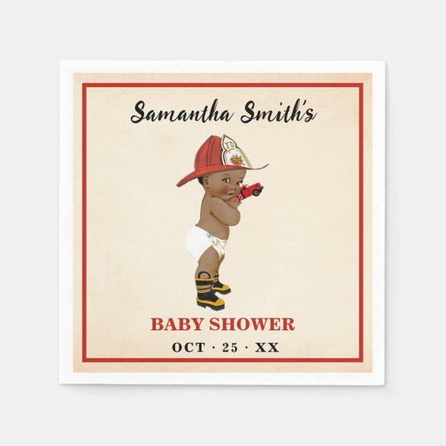 Little AA Firefighter Baby Shower Party Decor Napkin (Front)