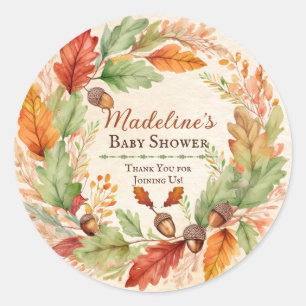 Little Acorn Fall Baby Shower Favour Classic Round Sticker