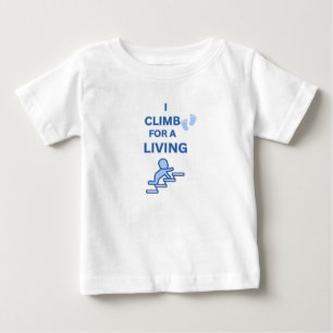 LITTLE ADVENTURER,I CLIMB WHITE SKY BLUE BABY BOY  T-Shirt