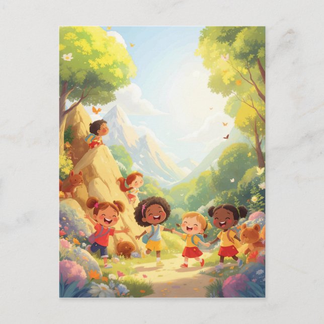 Little Adventurers – Kids Hiking Postcard (Front)