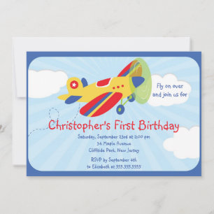 Little Aeroplane Pilot Birthday Party Invitations
