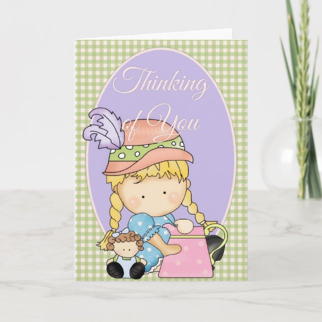 Little Agnus Girl Thinking of You Greeting Card 6 (Front)