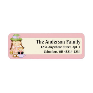 Little Agnus Tea Party Girl Return Address Label 3