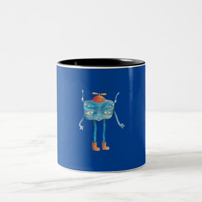 Little Alien Pi Illustration  Two-Tone Coffee Mug (Center)