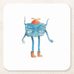Little Alien Pi Square Paper Coaster