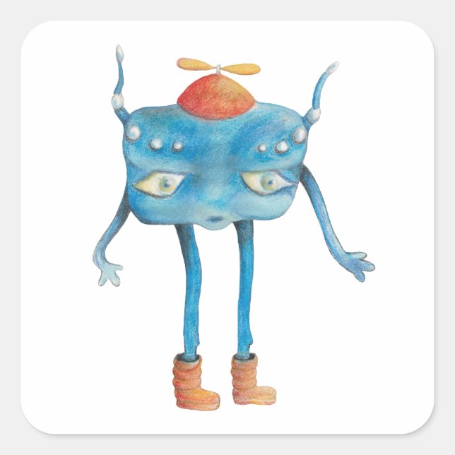 Little Alien Pi   Square Sticker (Front)