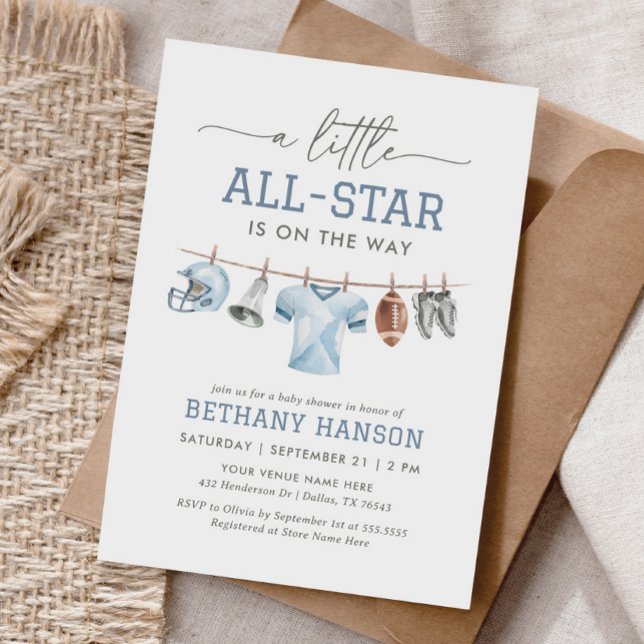 Little All Star Football Baby Shower Invitation (Creator Uploaded)