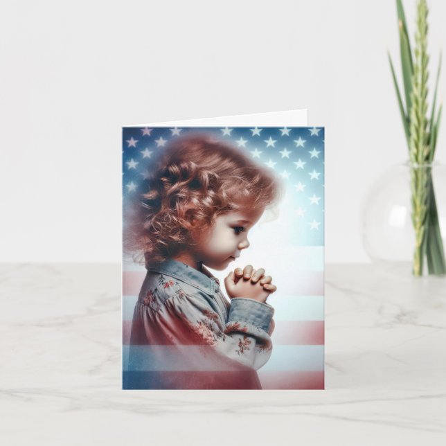 Little American Girl Praying Card (Front)