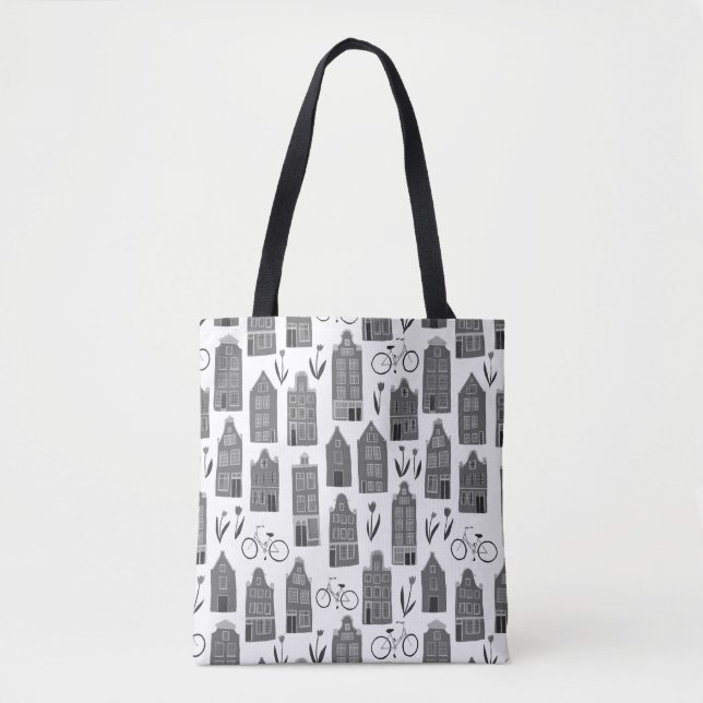 Little Amsterdam Houses Dutch Canal House black Tote Bag (Front)