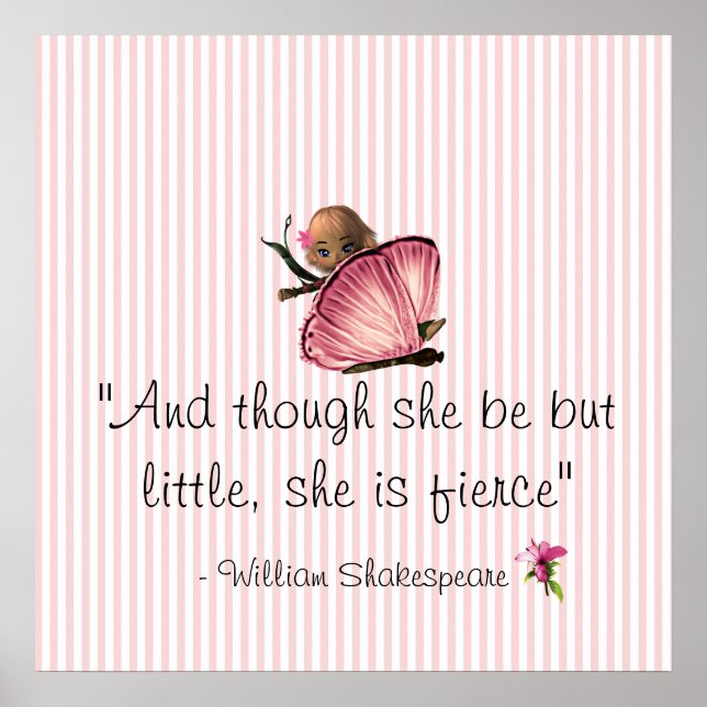 Little and Fierce Shakespeare Pink Stripe Poster (Front)