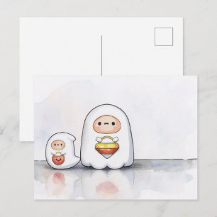 Little and small ghosts Halloween  Postcard