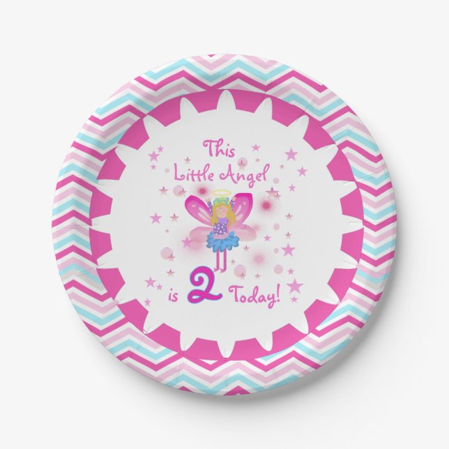 Little Angel 2nd Birthday Paper Plates (Front)