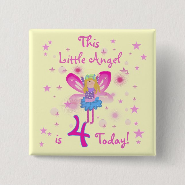 Little Angel 4th Birthday T-shirts and Gifts 15 Cm Square Badge (Front)