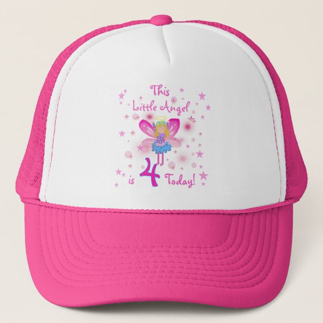Little Angel 4th Birthday T-shirts and Gifts Trucker Hat (Front)
