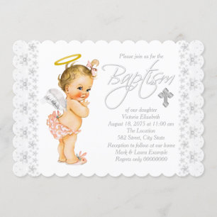 Little Angel Baby Girl Baptism Invitation